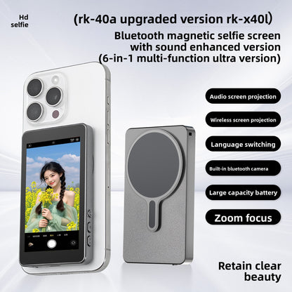 Magnetic Wireless Phone Selfie Screen Mirror with Zoom and Audio