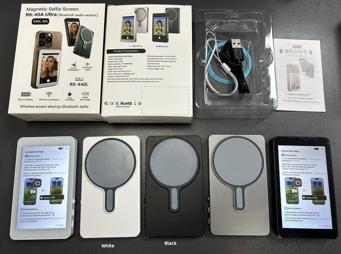 Magnetic Wireless Phone Selfie Screen Mirror with Zoom and Audio