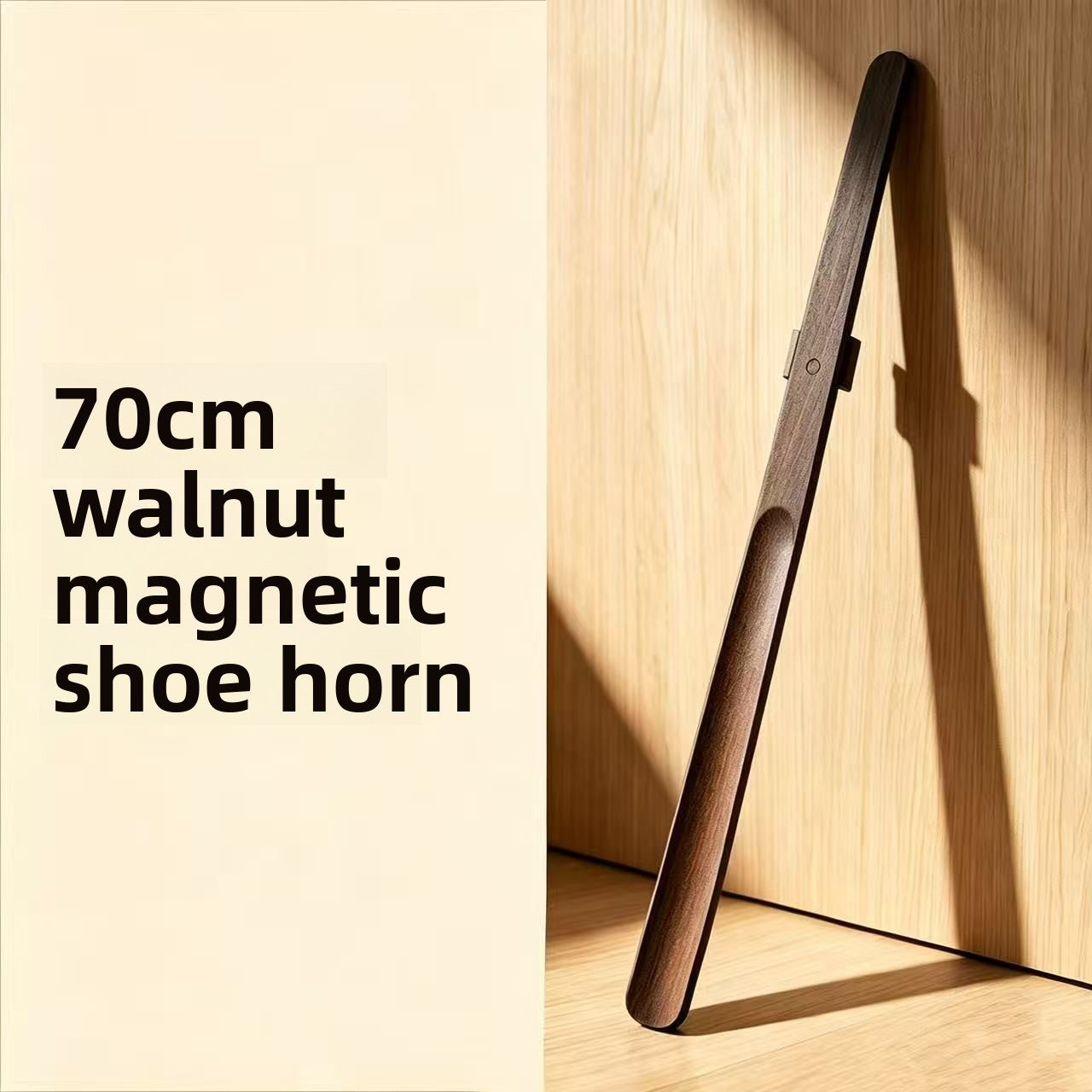 Magnetic Wooden Shoehorn with Long Handle No-Bend Shoe Aid