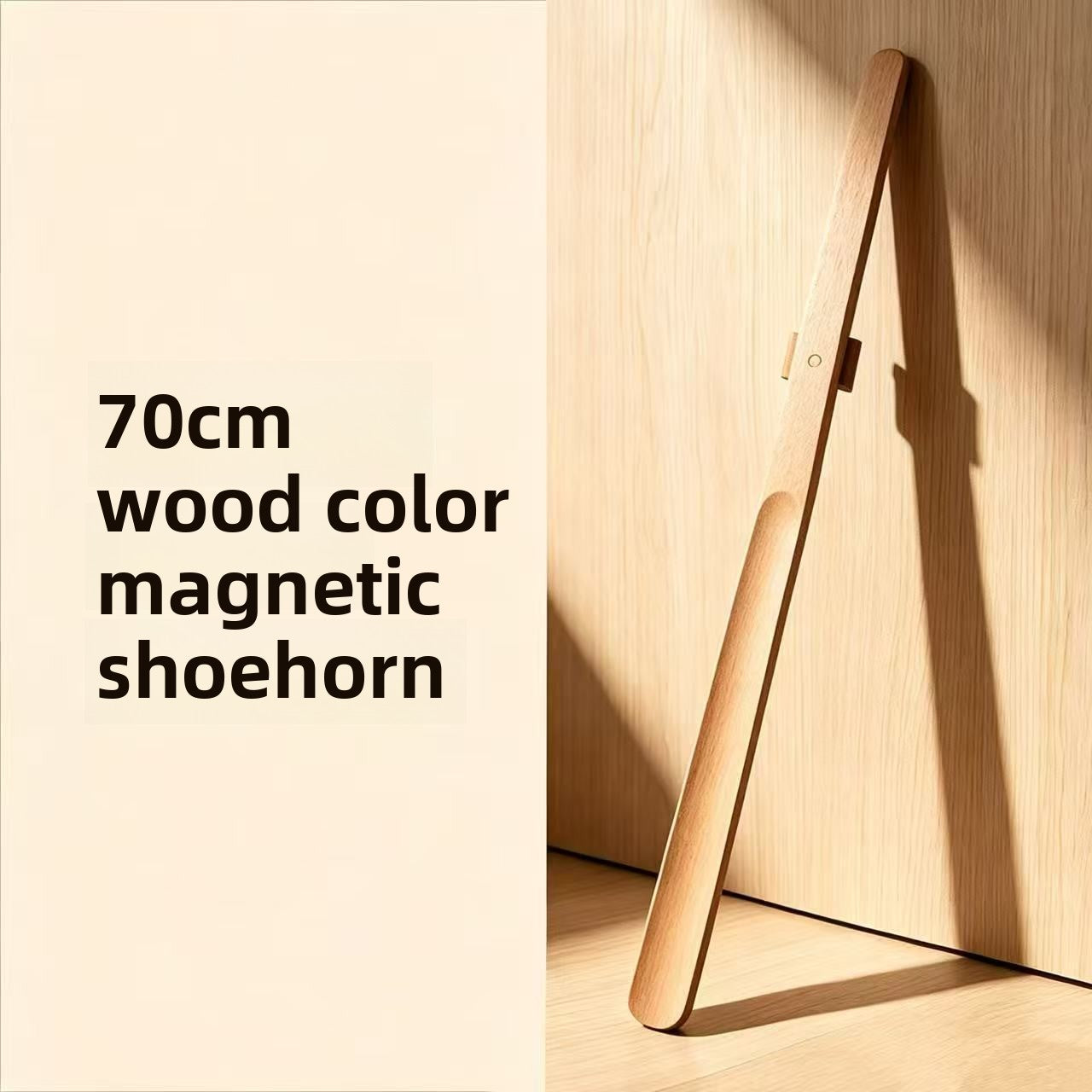 Magnetic Wooden Shoehorn with Long Handle No-Bend Shoe Aid