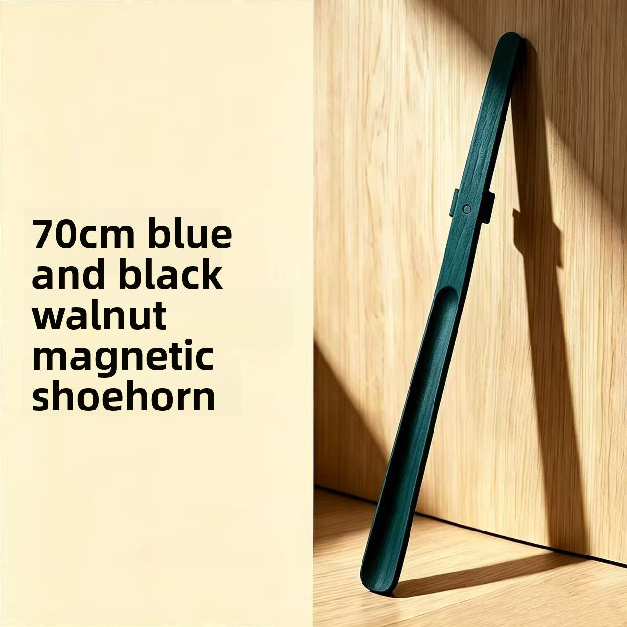Magnetic Wooden Shoehorn with Long Handle No-Bend Shoe Aid