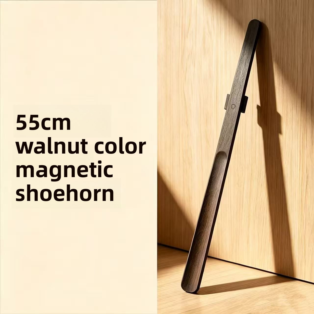 Magnetic Wooden Shoehorn with Long Handle No-Bend Shoe Aid