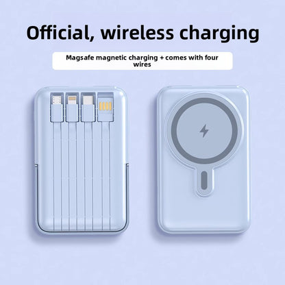 Magsafe Magnetic Wireless Power Bank with Built-in Cables