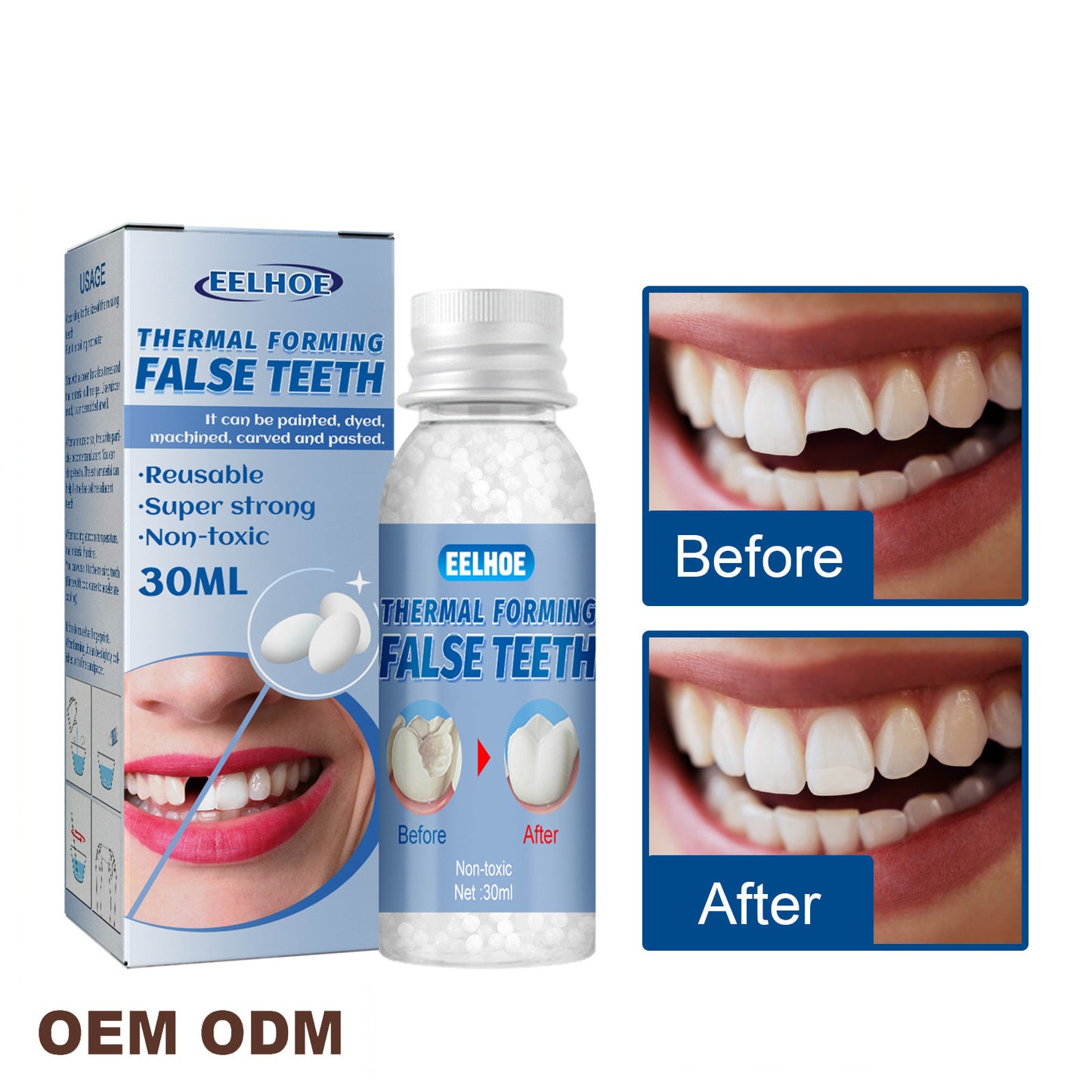 Malleable dental prosthesis, film and television makeup modification