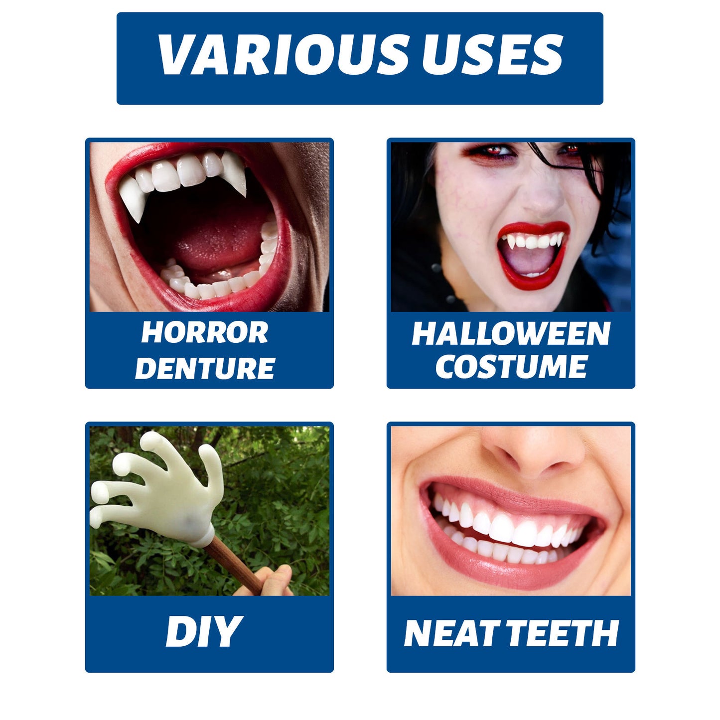 Malleable dental prosthesis, film and television makeup modification