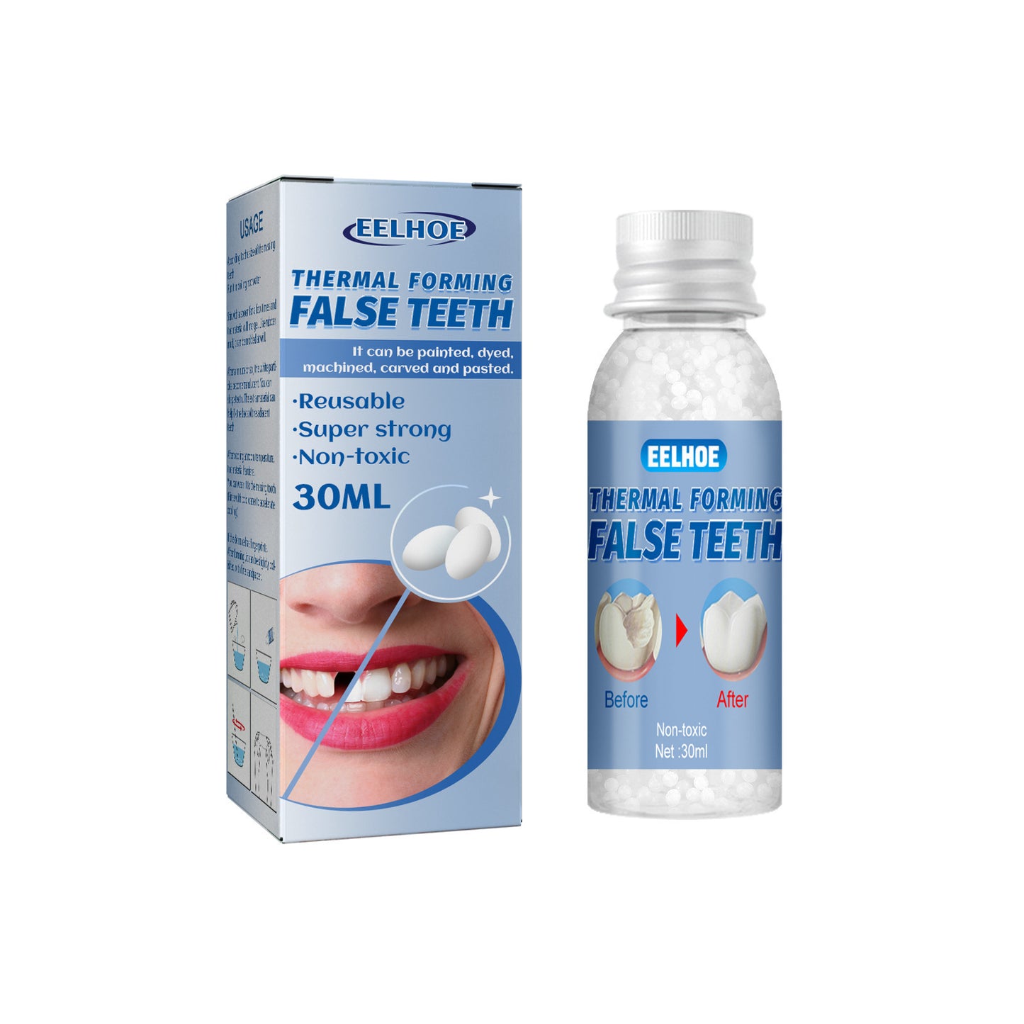 Malleable dental prosthesis, film and television makeup modification