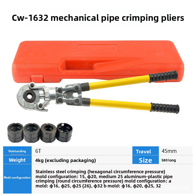 Manual mechanical pipe press pliers for aluminum-plastic pipes