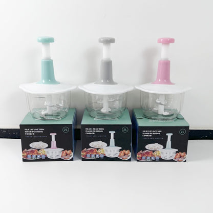Manual push-type food chopper
