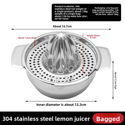 Manual stainless steel lemon juicer