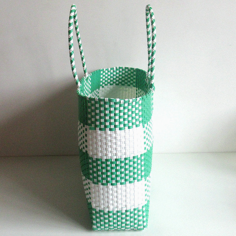 Manufacturer's New Plastic Strip Woven Bag, Generous Plaid Handbag, Hand Basket, Vegetable Basket Bag, Beach Bag, Generous Bag