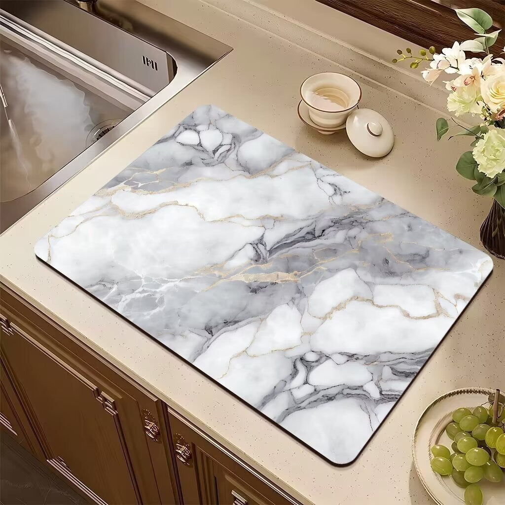 Marble Kitchen Drain Mat Absorbent Non-slip Table Mat