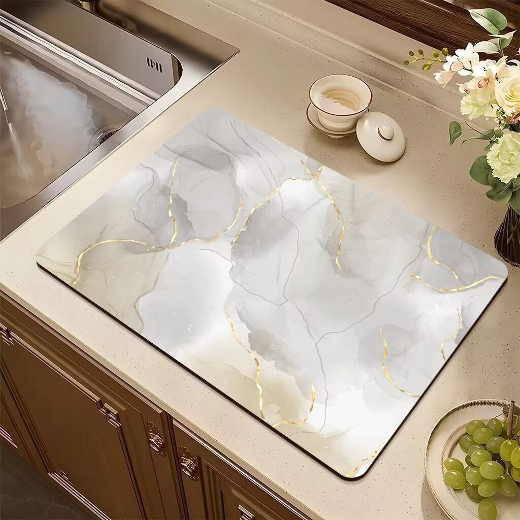 Marble Kitchen Drain Mat Absorbent Non-slip Table Mat