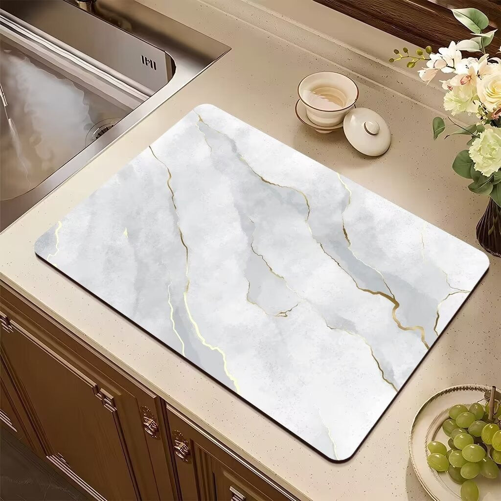 Marble Kitchen Drain Mat Absorbent Non-slip Table Mat