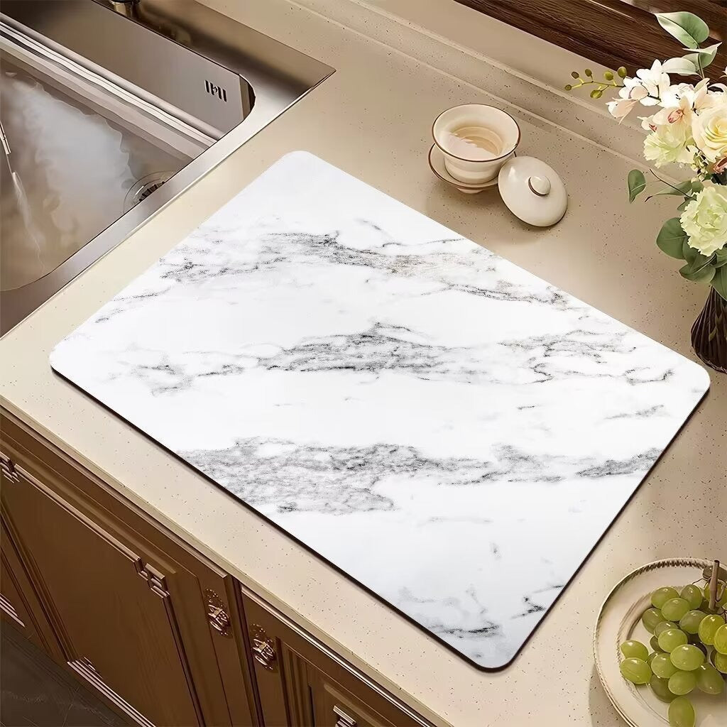 Marble Kitchen Drain Mat Absorbent Non-slip Table Mat