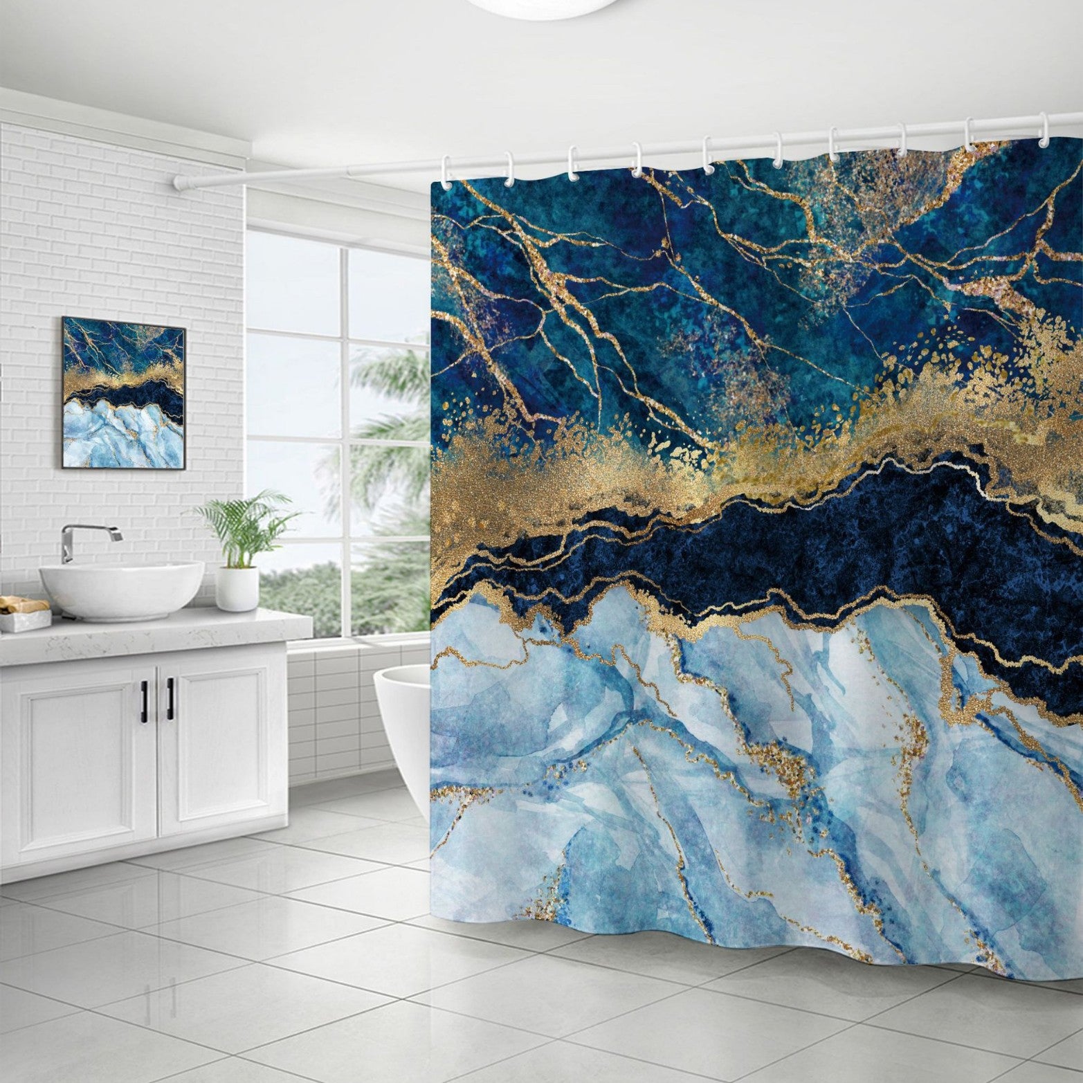 Marble Pattern Waterproof Shower Curtain