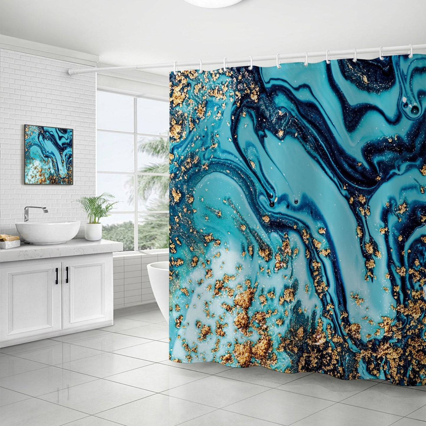 Marble Pattern Waterproof Shower Curtain