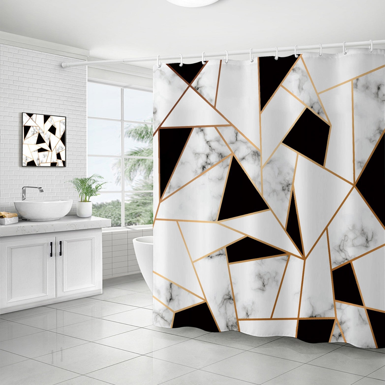 Marble Pattern Waterproof Shower Curtain