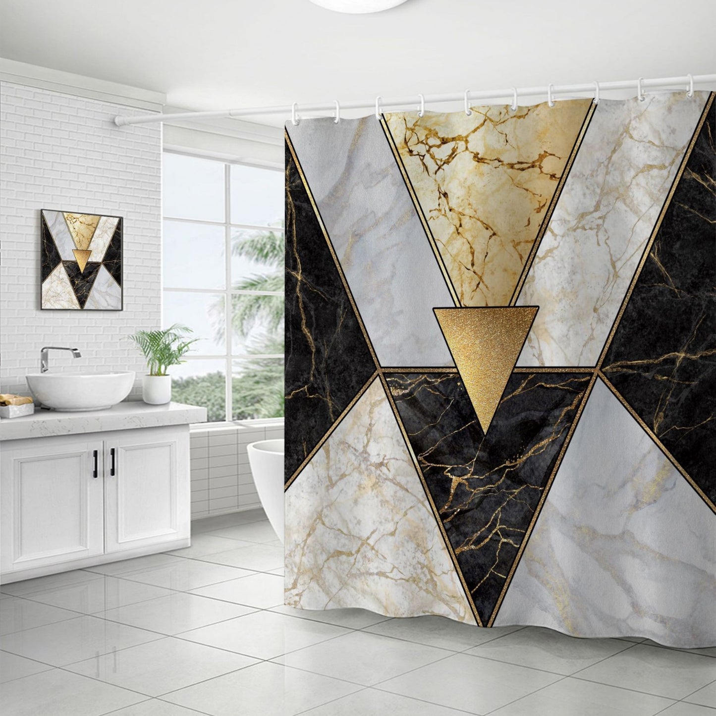 Marble Pattern Waterproof Shower Curtain