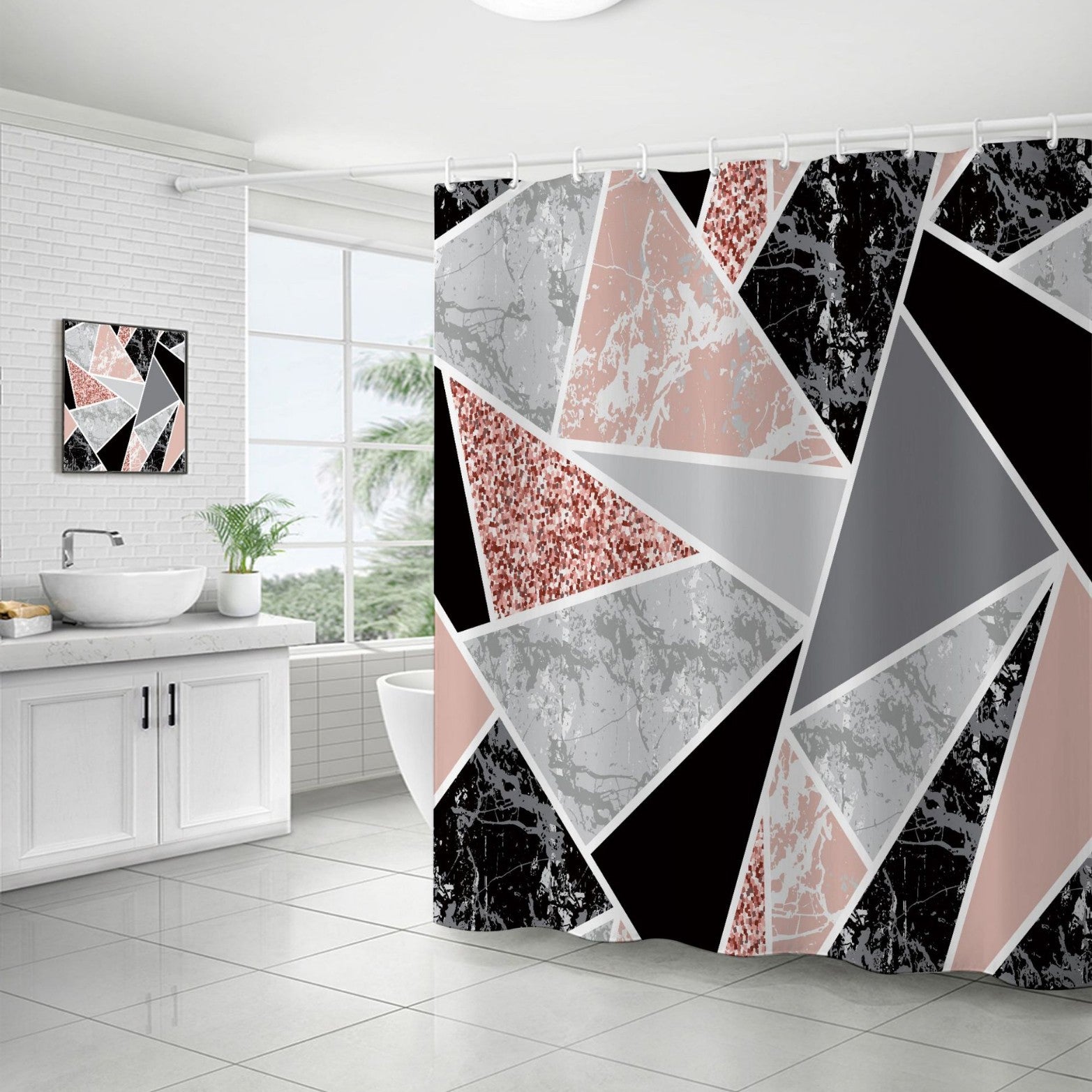 Marble Pattern Waterproof Shower Curtain