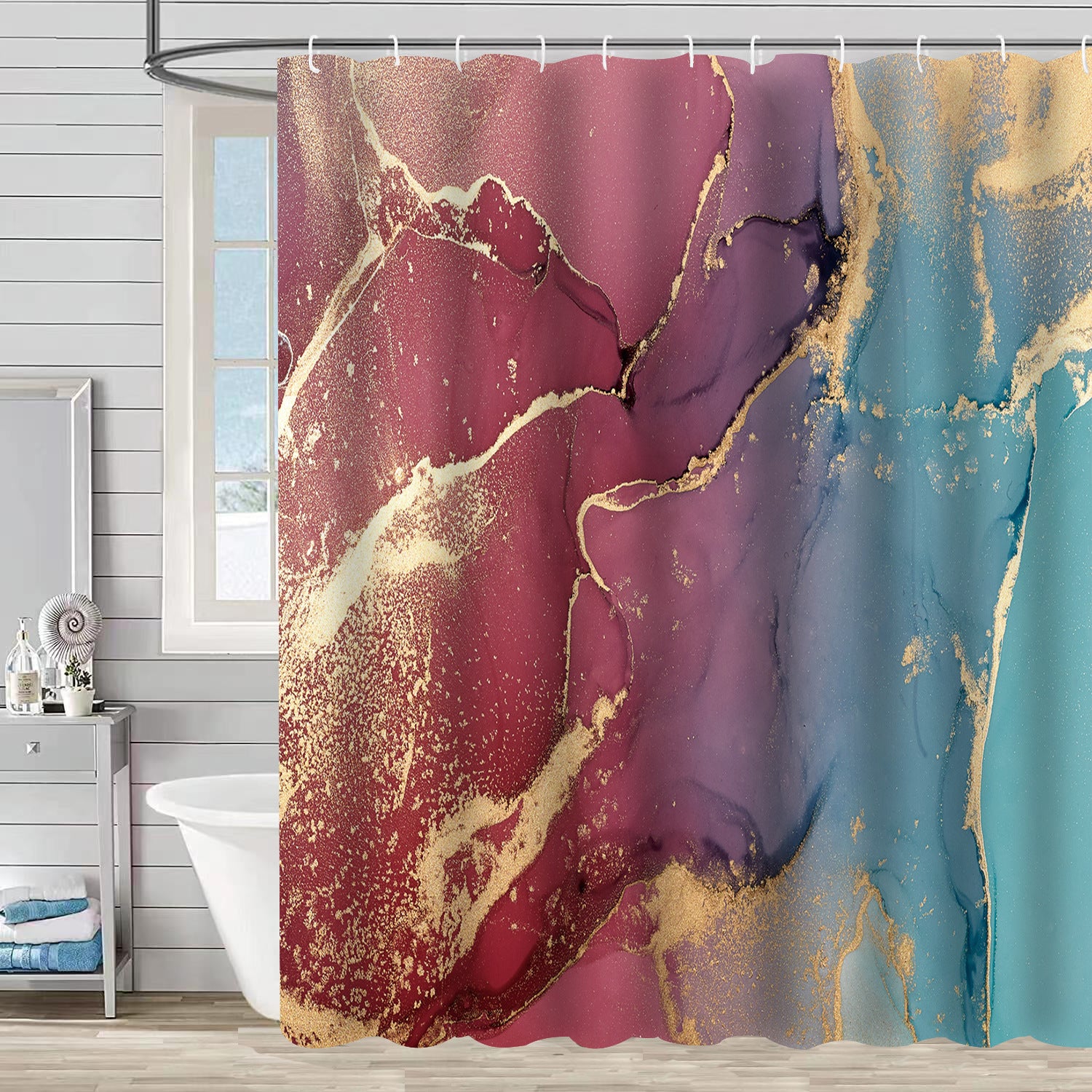 Marble Pattern Waterproof Shower Curtain