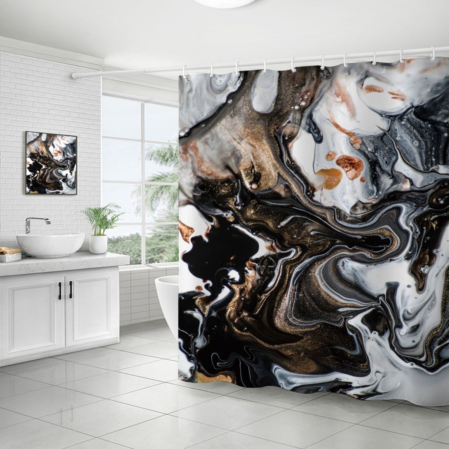 Marble Pattern Waterproof Shower Curtain