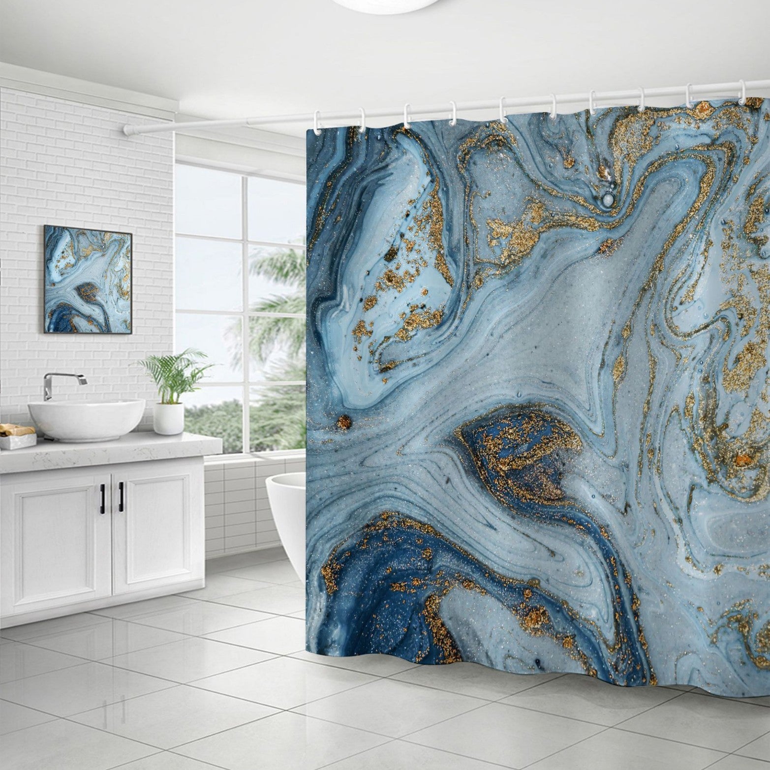 Marble Pattern Waterproof Shower Curtain