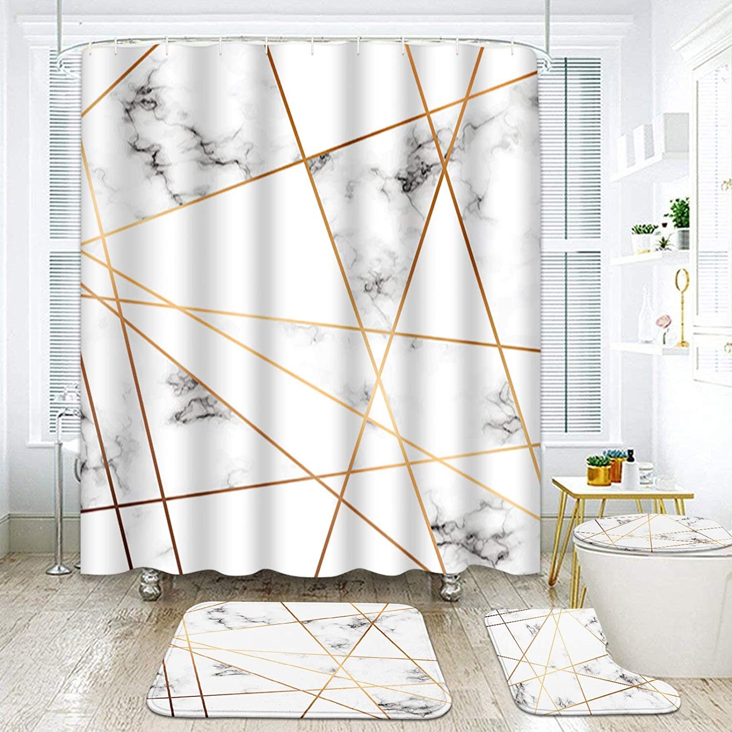 Marble Pattern Waterproof Shower Curtain