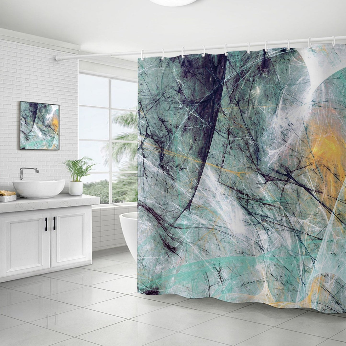 Marble Pattern Waterproof Shower Curtain