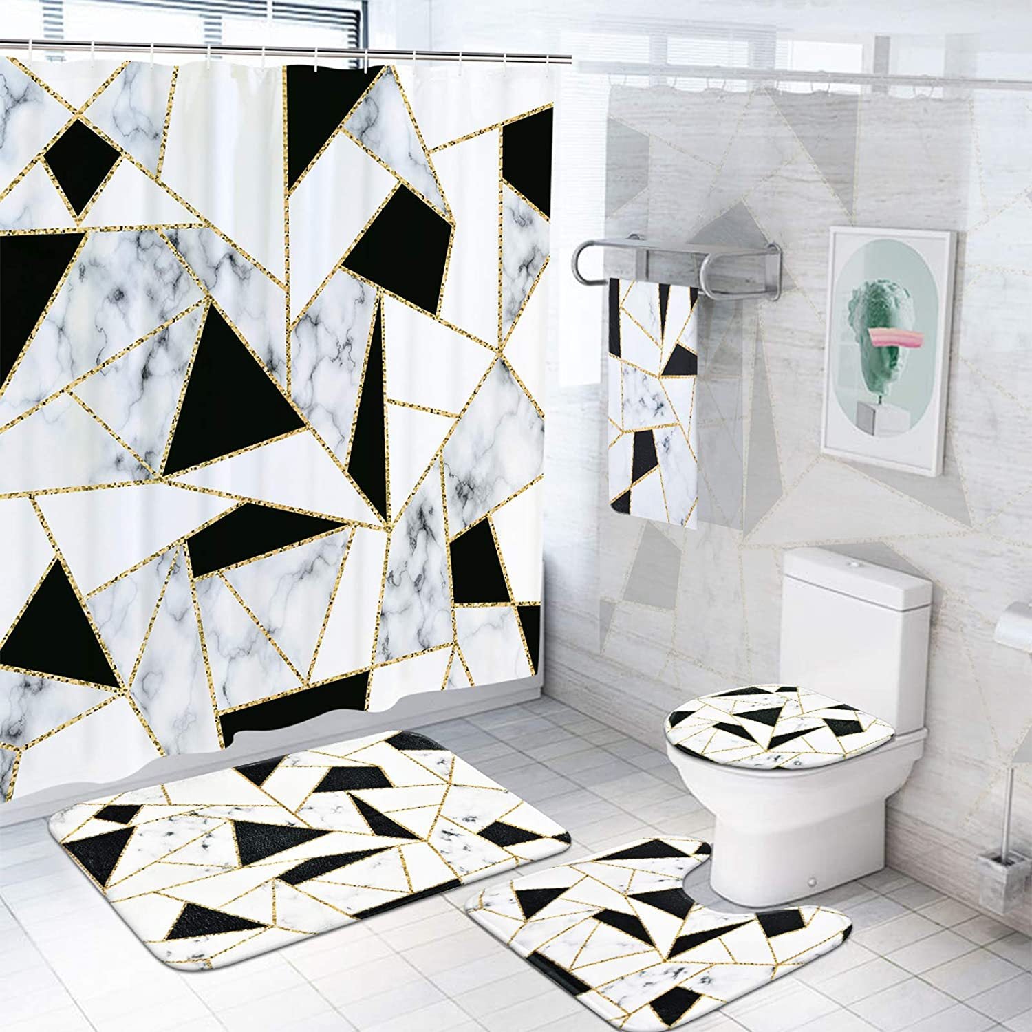 Marble Pattern Waterproof Shower Curtain