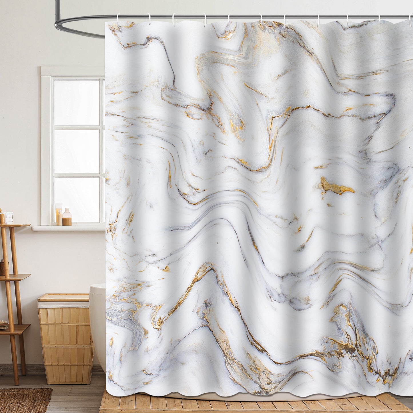 Marble Pattern Waterproof Shower Curtain