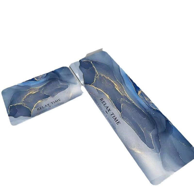Marble-patterned kitchen floor mat