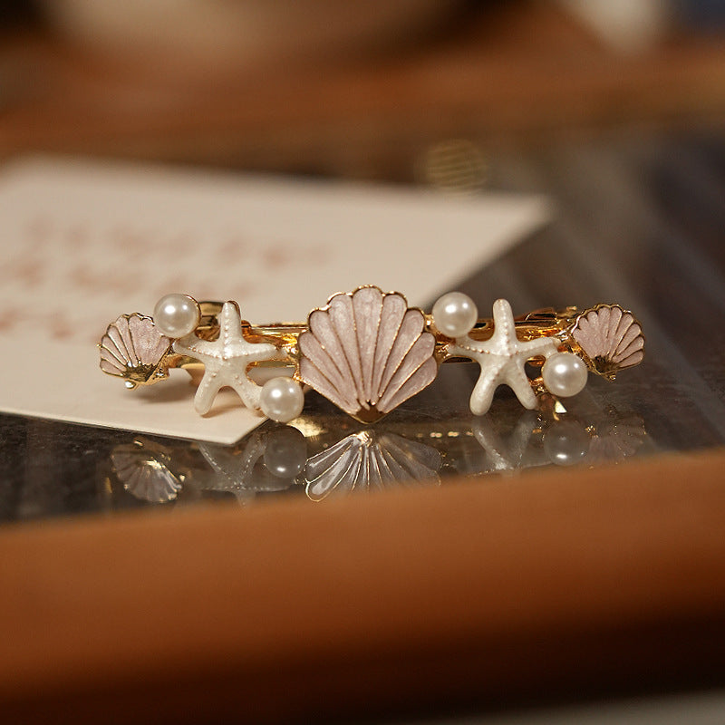 Marine Shell Starfish Spring Hair Clip