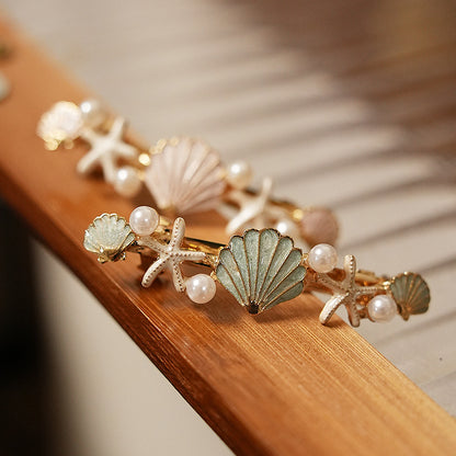Marine Shell Starfish Spring Hair Clip