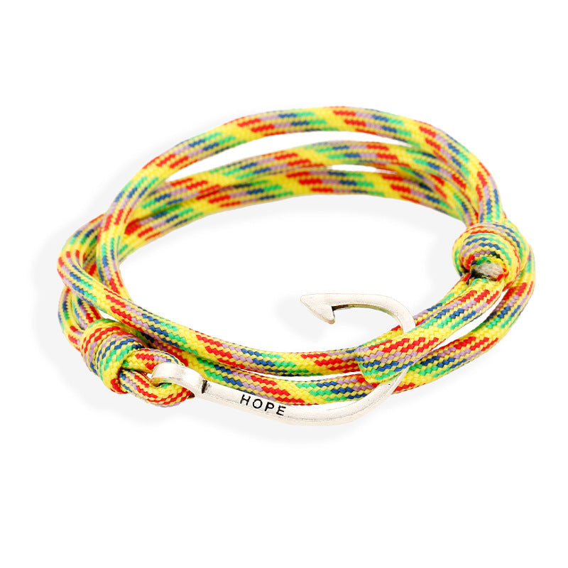 Marine-style alloy fishhook bracelet