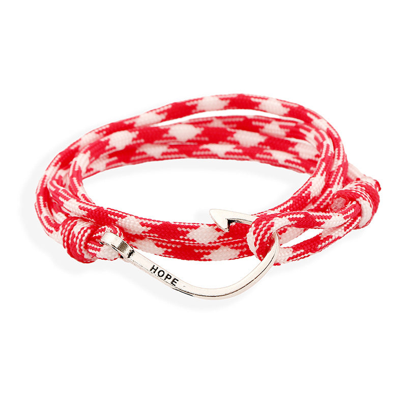 Marine-style alloy fishhook bracelet