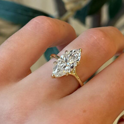 Marquise Diamond Geometric Silver Ring