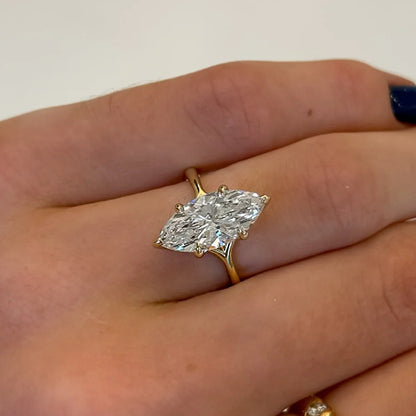 Marquise Diamond Geometric Silver Ring