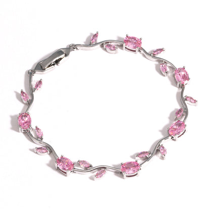 Marquise Zircon Gold Plated Leaf Design Bracelet