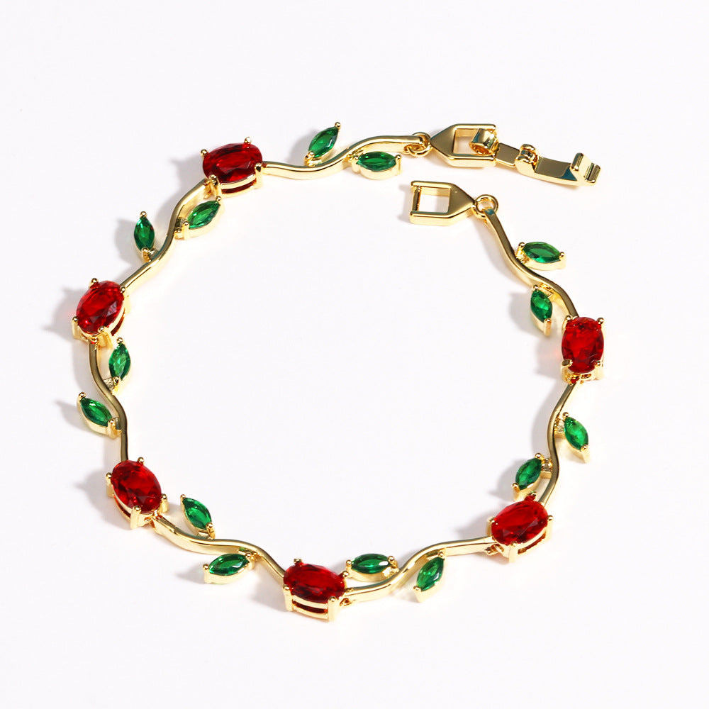 Marquise Zircon Gold Plated Leaf Design Bracelet