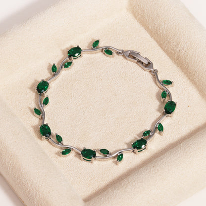 Marquise Zircon Gold Plated Leaf Design Bracelet