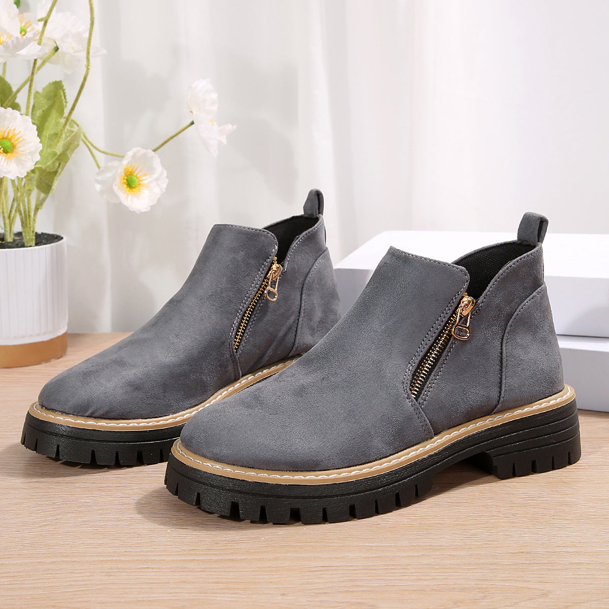 Martin boots with side zippers