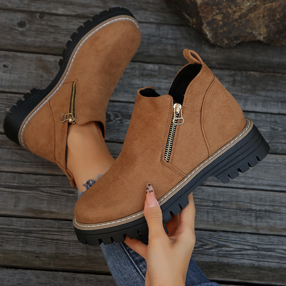 Martin boots with side zippers