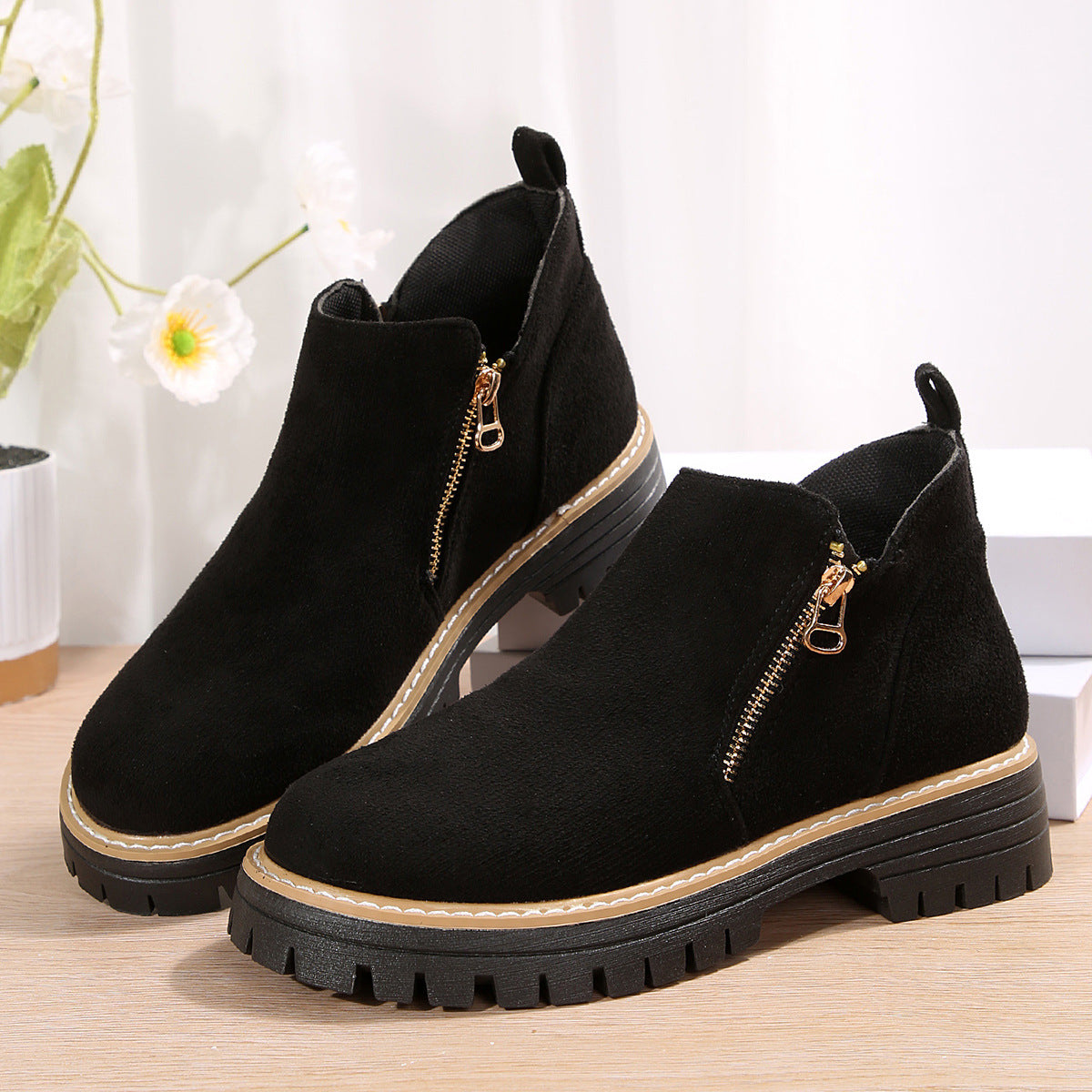 Martin boots with side zippers