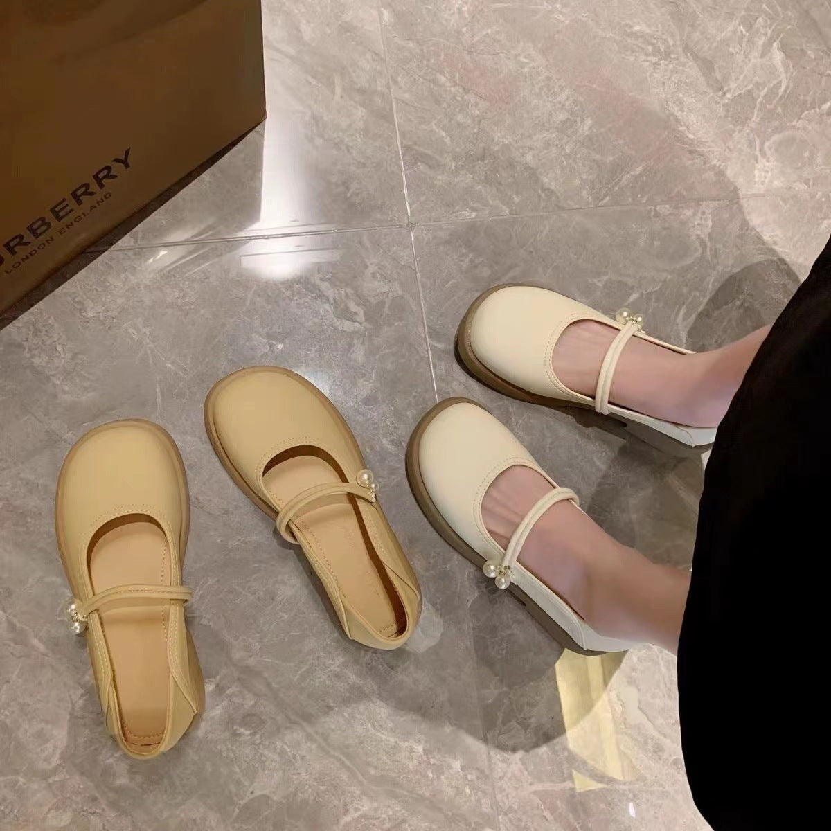 Mary Jane Leather Flat Shoes Comfortable Casual Slip-Ons