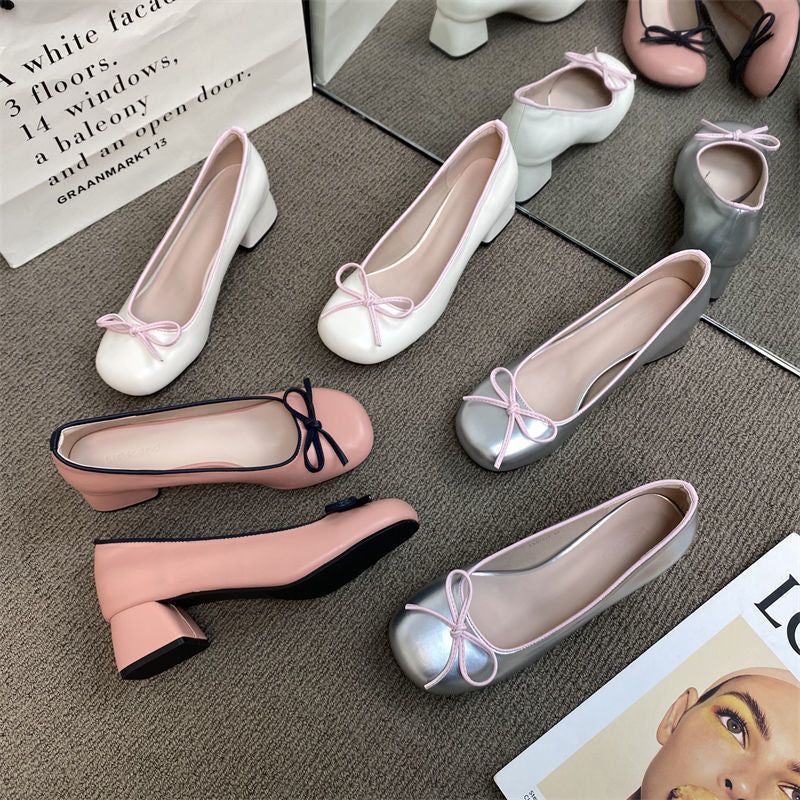 Mary Jane Shoes Bow Design Round Toe