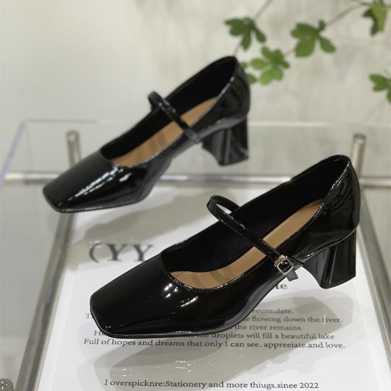 Mary Jane Womens Shoes Chunky Heel Square Toe