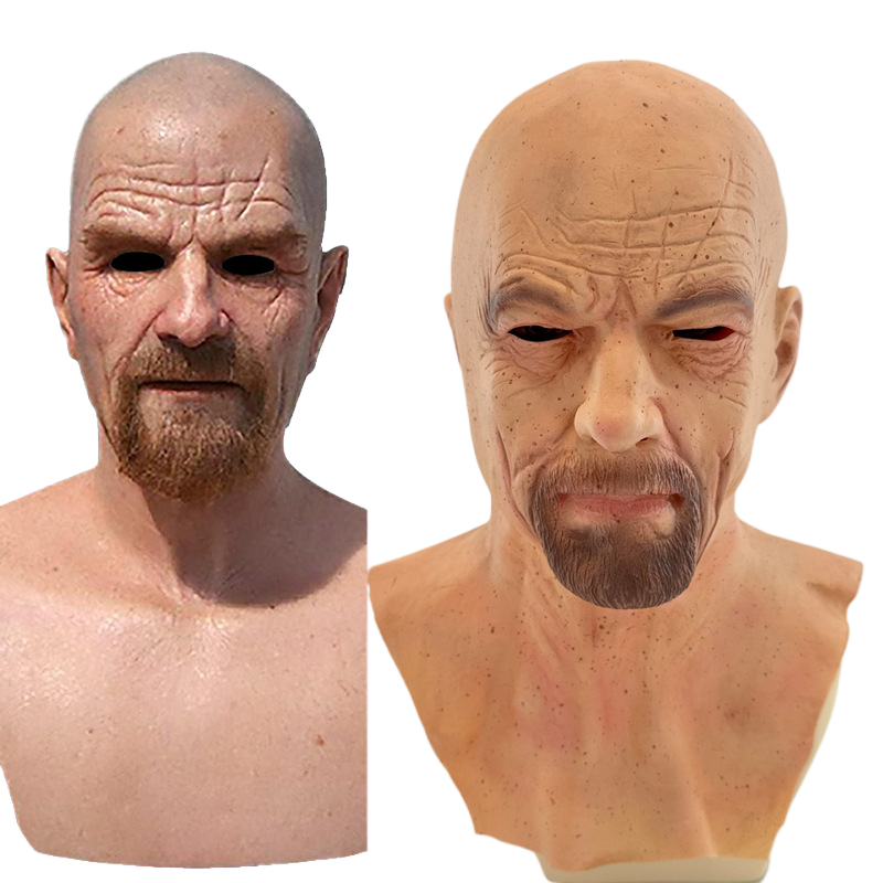 Masked bald-headed old man latex headgear