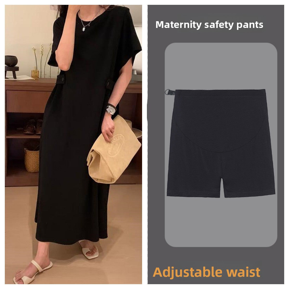 Maternity Casual Dress Organic Cotton Plus Size Loose Fit