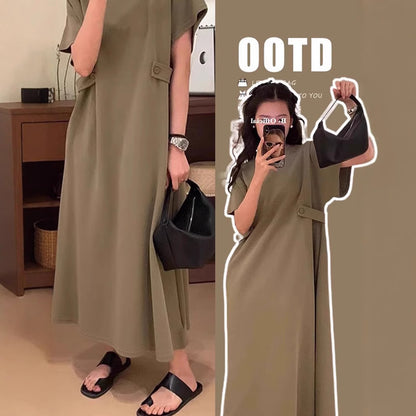 Maternity Casual Dress Organic Cotton Plus Size Loose Fit