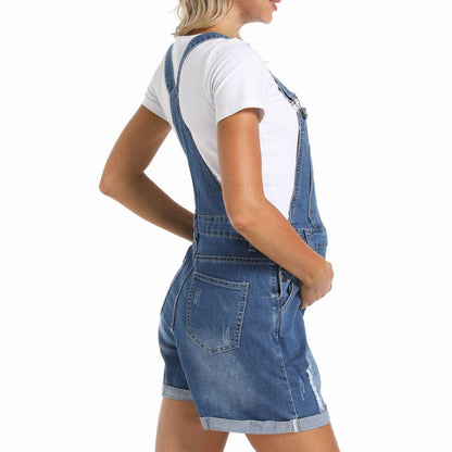 Maternity Denim Overalls Shorts